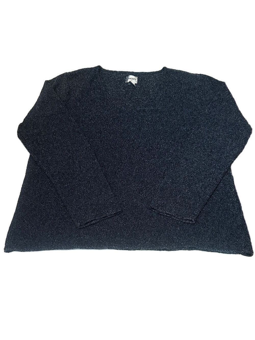 Chico's Midnight Black/Blue Blend Knit Top Size 3. Xtra Large